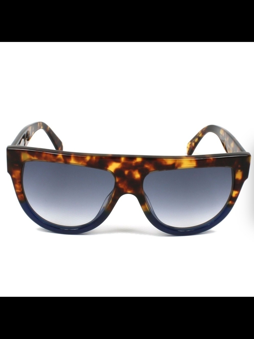 CÉLINE ShadowCL-41026 - Havana  and Blue Flat Top Sunglasses - Flawed - Picture 12 of 13